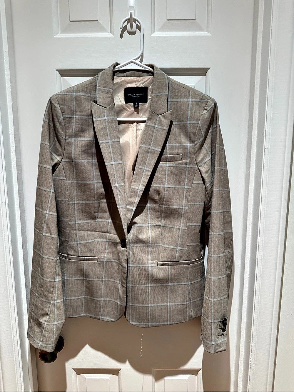Banana Republic Classic Fit Plaid Blazer in Brown & Blue Size 8 Like New